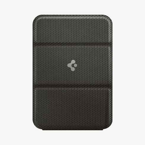 AMP02835 - Universal Card Holder Smart Fold in gunmetal showing the front attached to the back of a device